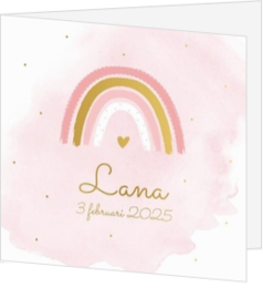 Geboortekaartje regenboog meisje met foliedruk