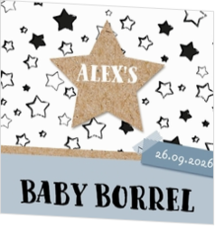 Babyborrel kaartjes & Kraamfeest uitnodigingen - geboortekaartje KB337-J