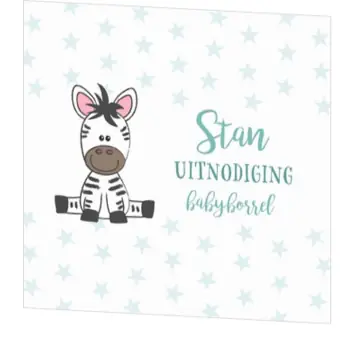 Lief zebraatje babyborrelkaart