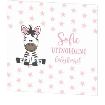 Lief zebraatje babyborrelkaart