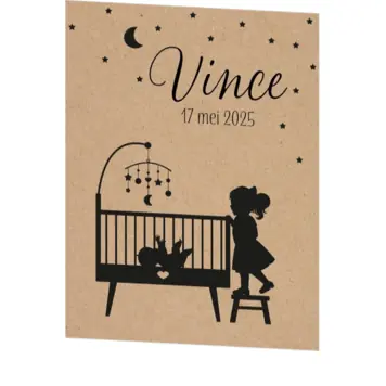 Poster 1 grote zus silhouet bij de wieg kraft