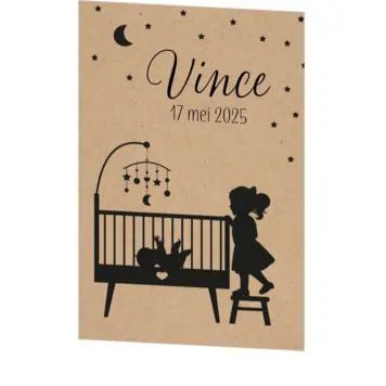 Poster 2 grote zus silhouet bij de wieg kraft
