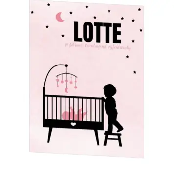 Poster 1 grote broer silhouet bij de wieg op roze achtergrond