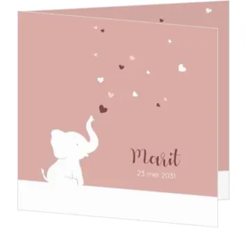 Schattig geboortekaartje met olifantje en hartjes