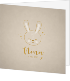 Geboortekaartje Nina - Gouden konijntje