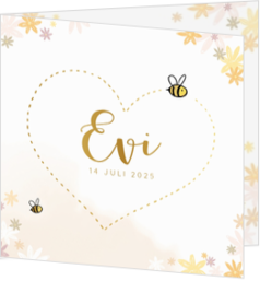  Geboortekaartje Evi - Bijtje met hart