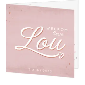 Geboortekaart Lou - Rose schaduw