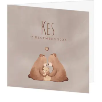 Geboortekaart Kes - Berenfamilie