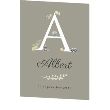 Geboortekaartje met initiaal - Pastel groen