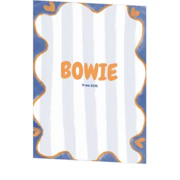 Geboortekaartje Bowie - Blauwe strepen