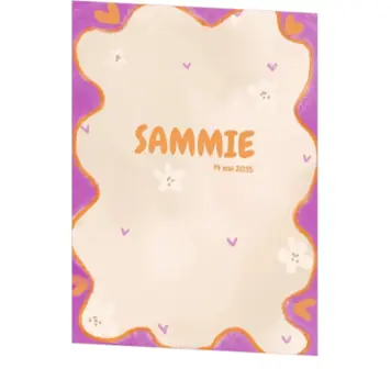 Geboortekaartje Sammie - Bloemen en gekleurde hartjes