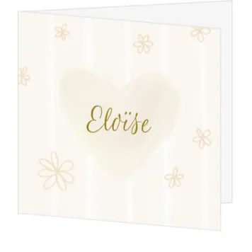 Geboortekaartje Eloïse - Pastel geel hart en bloemen