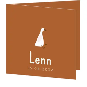 Lief geboortekaartje met getekende gans warm en minimalistisch ontwerp