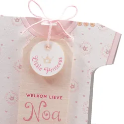 Lief roze geboortekaartje als rompertje