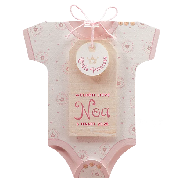 Lief roze geboortekaartje als rompertje