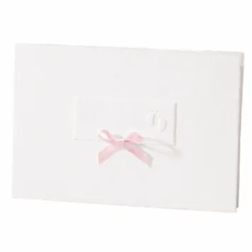 Oud Holland geboortekaartjes met gepreegde voetjes en roze strikje
