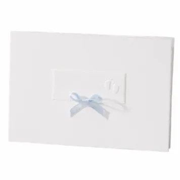 Oud Holland geboortekaartjes met gepreegde voetjes en blauw strikje