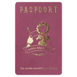 Paspoort met foto en gouden foliedruk
