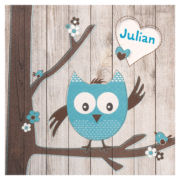Julian - Uiltje blauw met hartjes venster