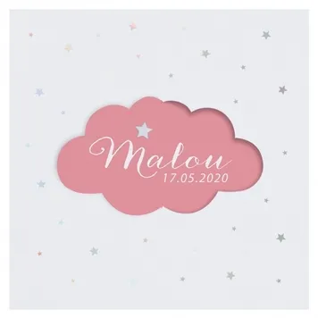 Malou - Lief geboortekaartje met draaiwolkje