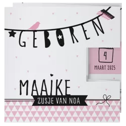 Maaike - Trendy drieluik met roze en zwarte illustraties