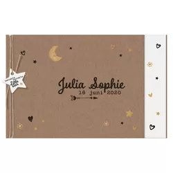 Julia Sophie - Trendy geboortekaartje met uittrekbaar inlegvel en touwtje met labeltjes