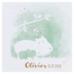 Olivier - Lief geboortekaartje op parelmoer papier met goudaccenten