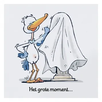 Lizzy - Grappig kaartje in cartoonstijl met illustratie van ooievaar