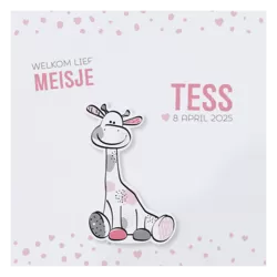 Tess - Drieluik geboortekaartje met girafjes applicatie
