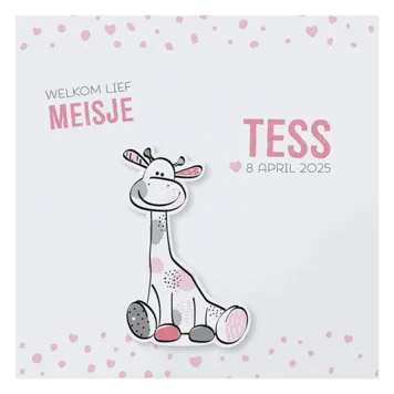 Tess - Drieluik geboortekaartje met girafjes applicatie