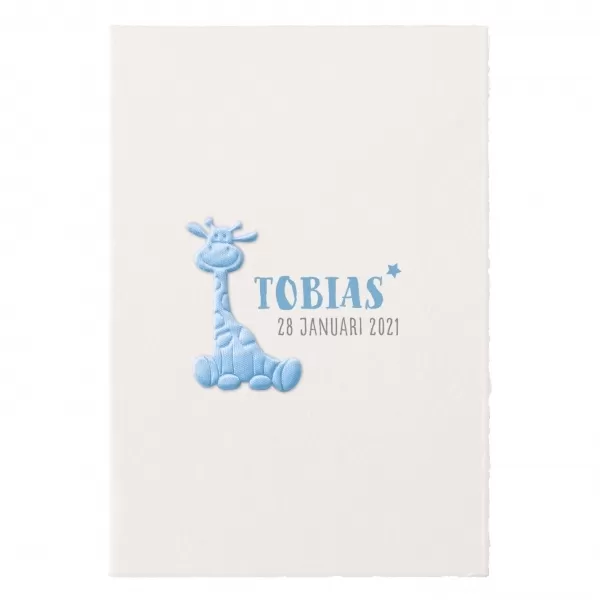 Tobias - Blauw girafje op Oud-Hollands papier