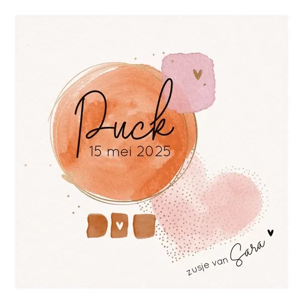 Puck - Aquarel cirkel en hart