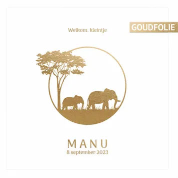 Geboortekaartje Manu - Cirkel met Olifanten