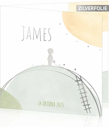 Geboortekaartje James - Cirkel met silhouette jongetje