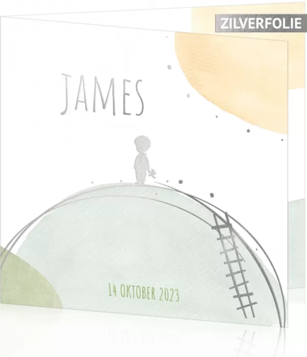 Geboortekaartje James - Cirkel met silhouette jongetje