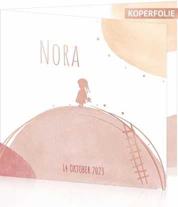 Geboortekaart Nora - Cirkel met silhouette meisje