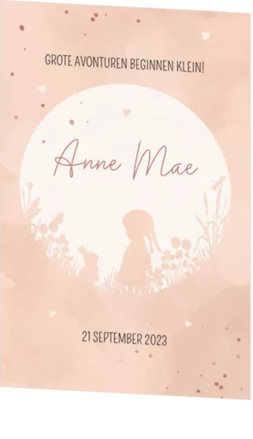 Geboortekaartje Anne Mae - Meisje op avontuur