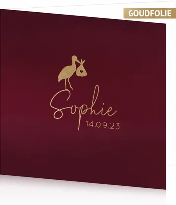 Geboortekaartje Sophie - Gouden Ooievaar