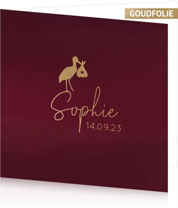Geboortekaartje Sophie - Gouden Ooievaar