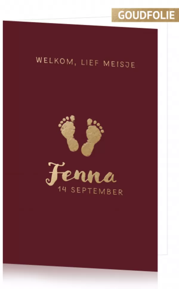 Geboortekaart Fenna - Gouden voetjes
