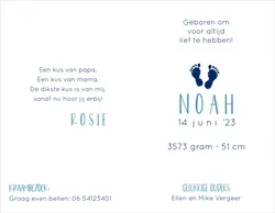 Geboortekaart Noah - Gouden voetjes