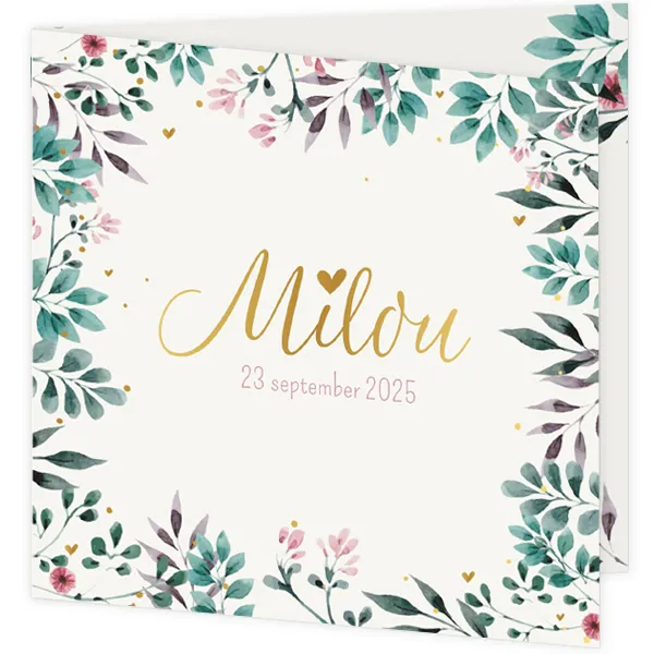 Bladeren en bloemen met goudfolie