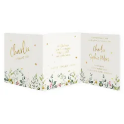 Stijlvol geboortekaartje met aquarel bloemen en foliedruk