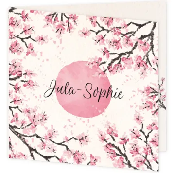 Geboortekaartje roze bloesem Jula