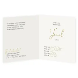 Geboortekaartje goud folie Jewel
