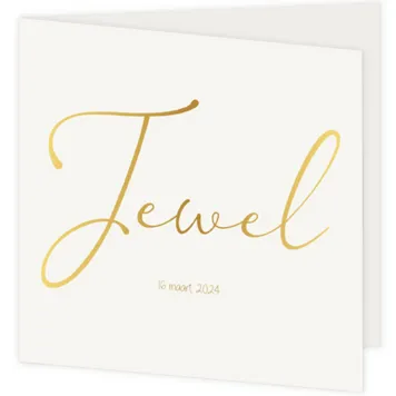Geboortekaartje goud folie Jewel