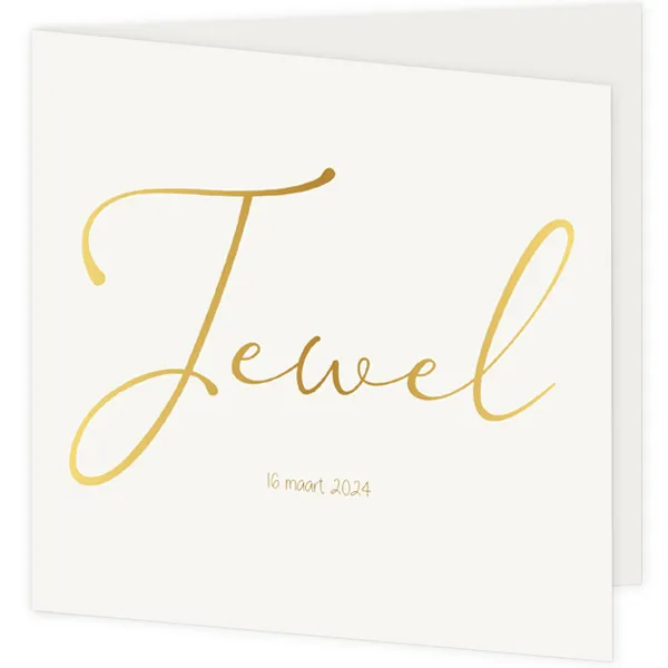 Geboortekaartje goud folie Jewel