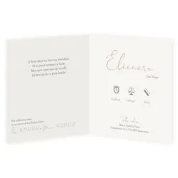 Geboortekaart Eleonora zilverfolie met strikje