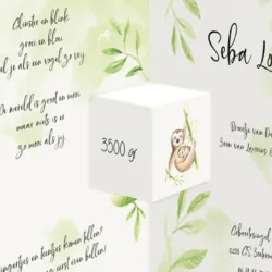 Geboortekaart drieluik luiaard botanisch