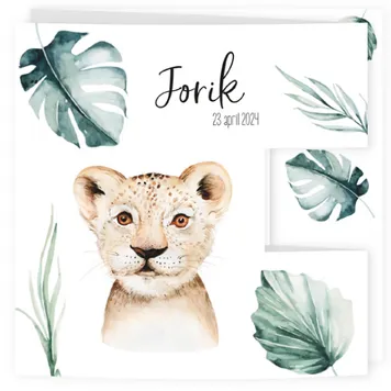 Geboortekaartje drieluik welpje Jorik